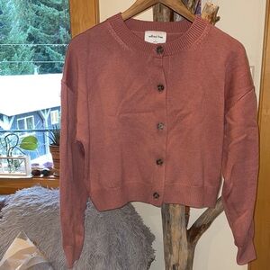 Wilfred Dusty Rose Button-Up Wool Cardigan